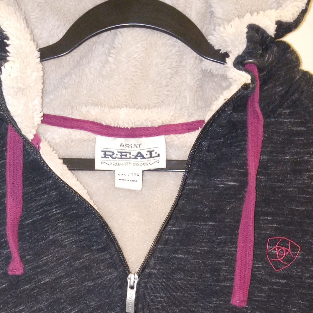 Ariat Charcoal Zip Hoodie with Magenta Accents